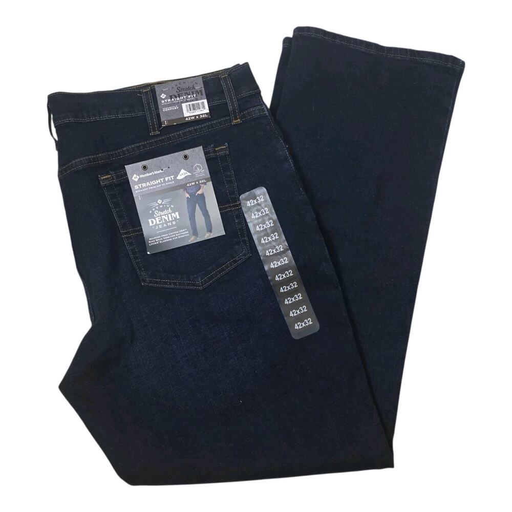 Member's Mark Men's Straight Fit Denim Jeans Stretch, Size 40x30 USA Cotton
